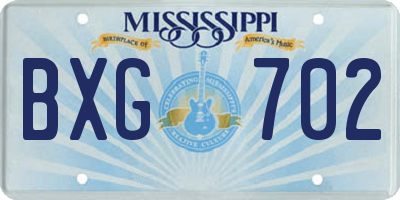MS license plate BXG702