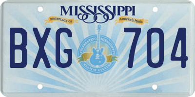MS license plate BXG704