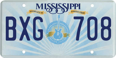 MS license plate BXG708
