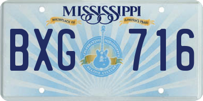 MS license plate BXG716
