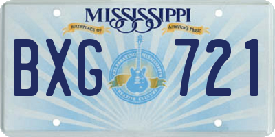 MS license plate BXG721