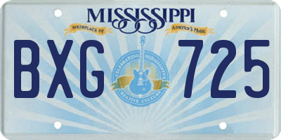 MS license plate BXG725
