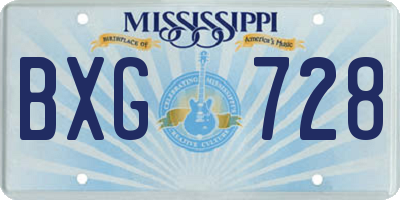 MS license plate BXG728