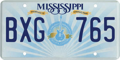 MS license plate BXG765