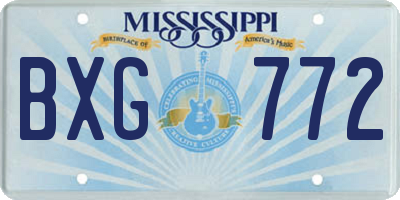 MS license plate BXG772
