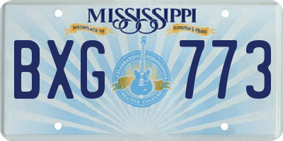 MS license plate BXG773