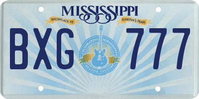 MS license plate BXG777