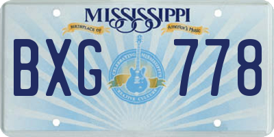 MS license plate BXG778