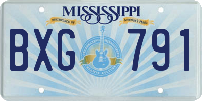 MS license plate BXG791