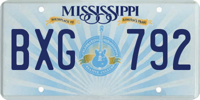 MS license plate BXG792