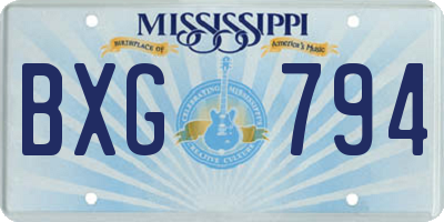 MS license plate BXG794