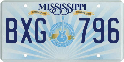 MS license plate BXG796
