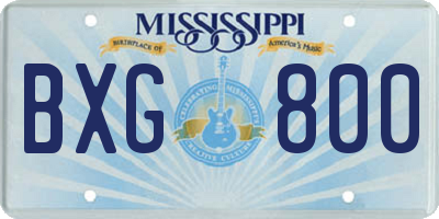 MS license plate BXG800