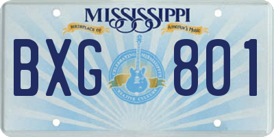 MS license plate BXG801