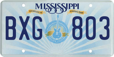 MS license plate BXG803