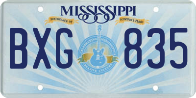 MS license plate BXG835