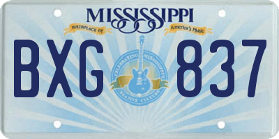 MS license plate BXG837
