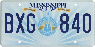 MS license plate BXG840