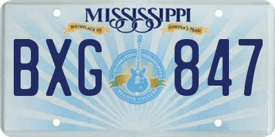 MS license plate BXG847