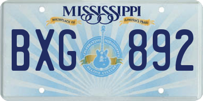 MS license plate BXG892