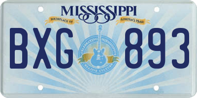 MS license plate BXG893