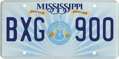 MS license plate BXG900