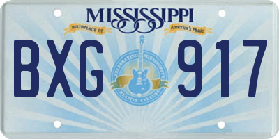 MS license plate BXG917