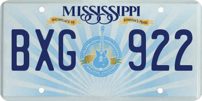 MS license plate BXG922