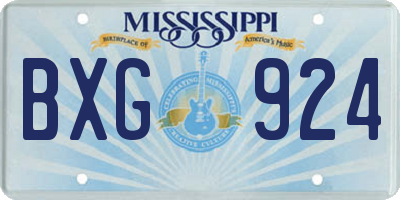 MS license plate BXG924