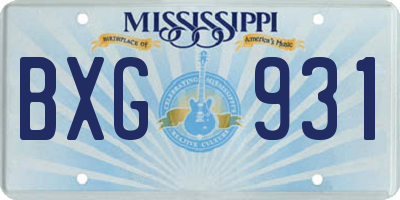 MS license plate BXG931