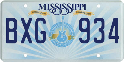 MS license plate BXG934