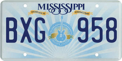 MS license plate BXG958