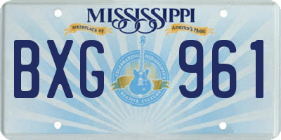 MS license plate BXG961