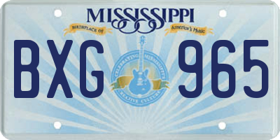 MS license plate BXG965
