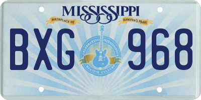 MS license plate BXG968