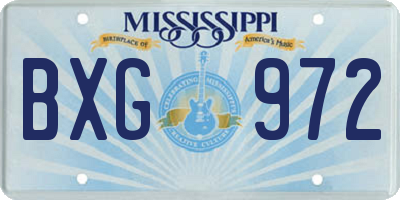 MS license plate BXG972