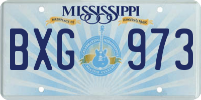 MS license plate BXG973