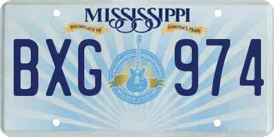 MS license plate BXG974