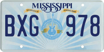 MS license plate BXG978