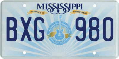 MS license plate BXG980