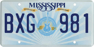 MS license plate BXG981