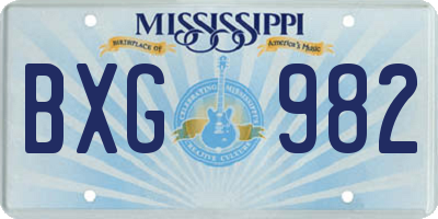 MS license plate BXG982