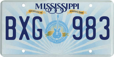 MS license plate BXG983