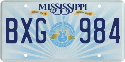 MS license plate BXG984