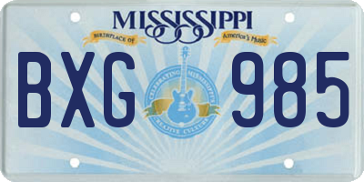 MS license plate BXG985