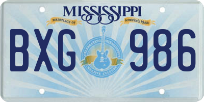 MS license plate BXG986