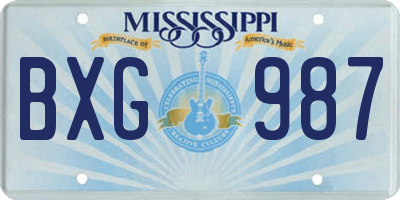 MS license plate BXG987
