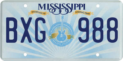 MS license plate BXG988