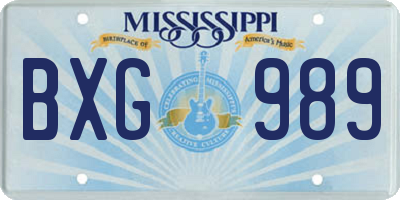 MS license plate BXG989