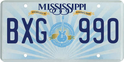MS license plate BXG990
